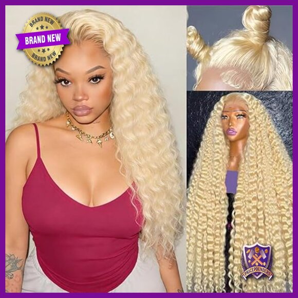13x6 Lace Front Wig Human Hair 38 Inch Deep Wave 180% Density Pre Plucked